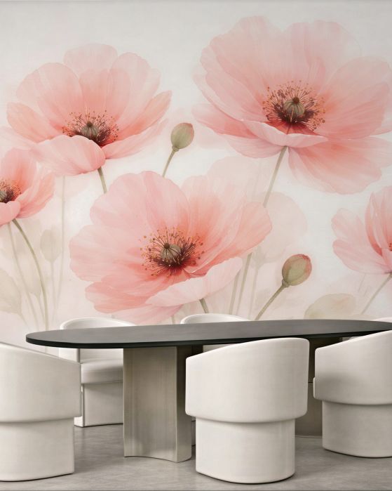 Fototapeten Pudrige Mohnblumen im sanften Licht