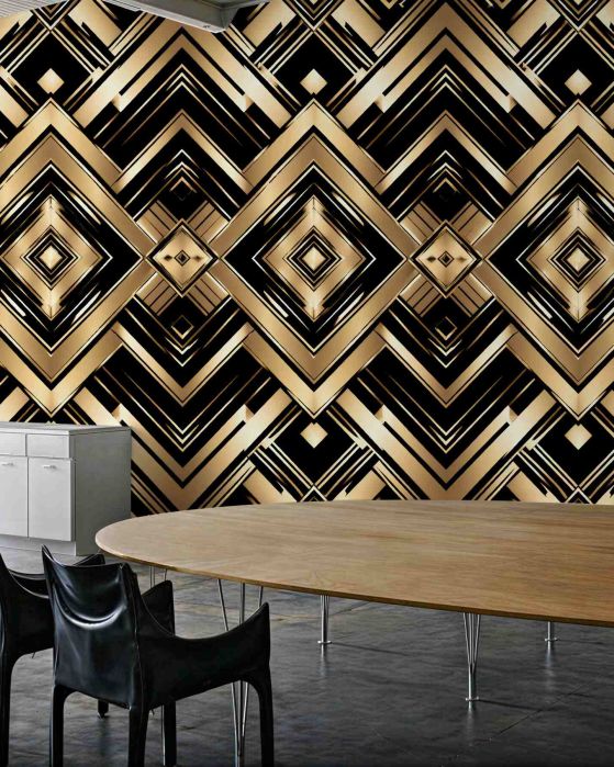 Fototapeten Goldene Geometrie im Glamour-Stil