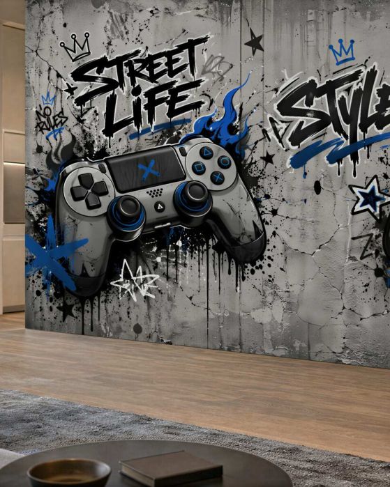 Fototapeten Gaming Streetstyle mit Controllern