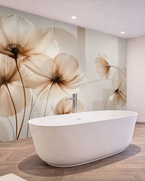 Fototapeten Zarte Blumen in Beige