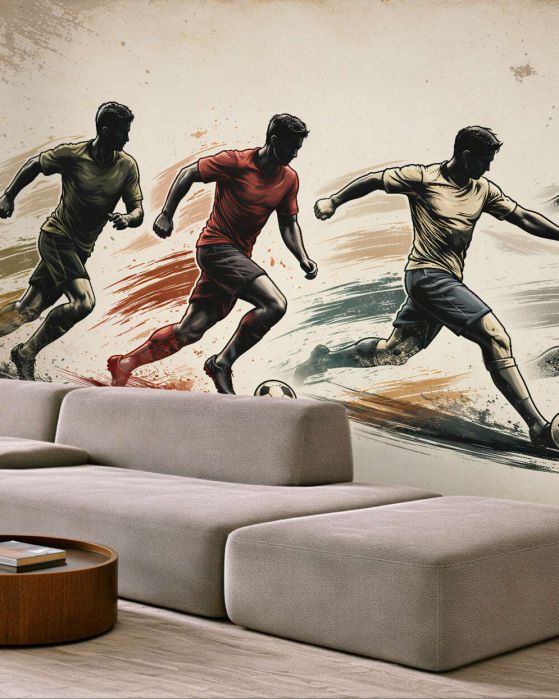 Fototapeten Dynamische Fußballspieler im Lauf