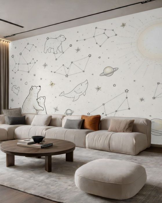 Fototapeten Kosmische Teddybären und Sternbilder