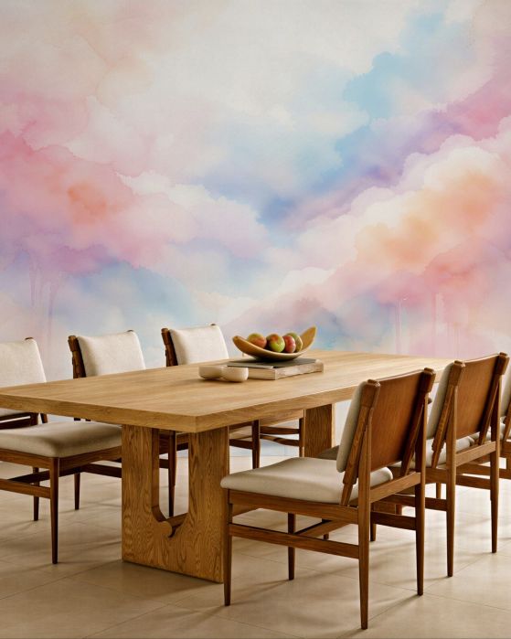 Fototapeten Pastellige Aquarellwolken