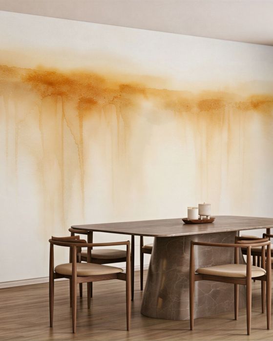 Fototapeten Goldener Aquarellnebel