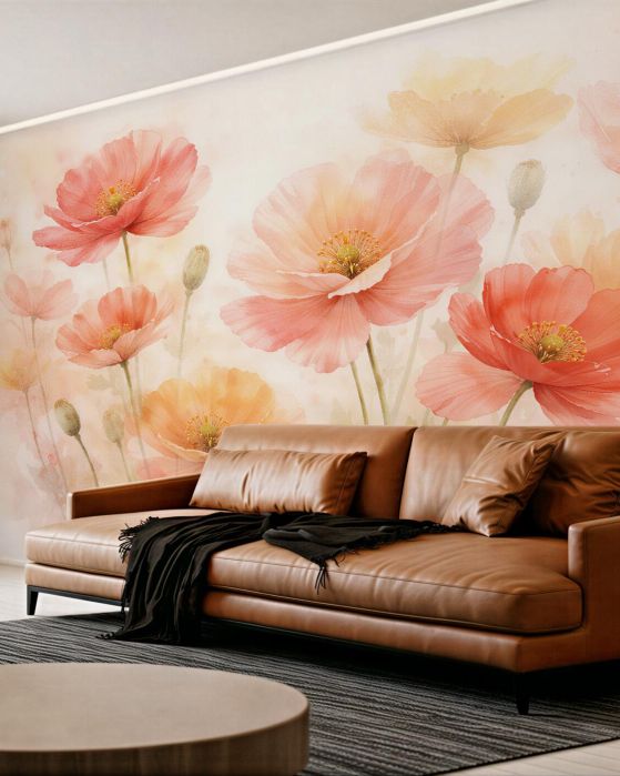 Fototapeten Pastellmohn im Morgengrauen