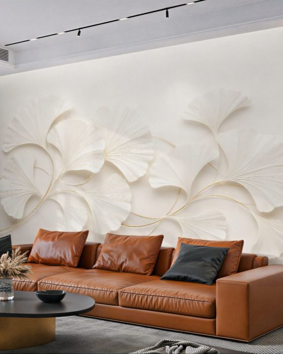 Fototapeten Elegante Ginkgo-Blätter 3D
