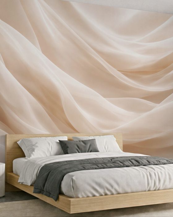 Fototapeten Seidige Wellen in Beige