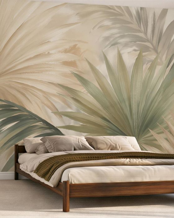 Fototapeten Beige Palmblätter in Harmonie