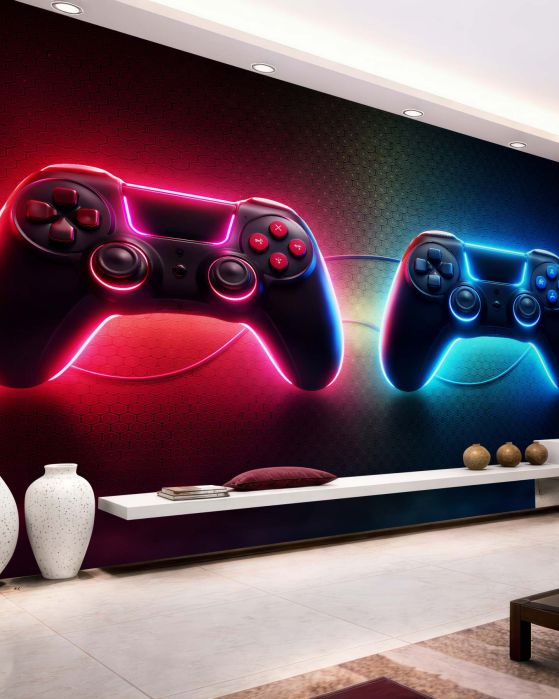 Fototapeten Neon-Gamer-Pads