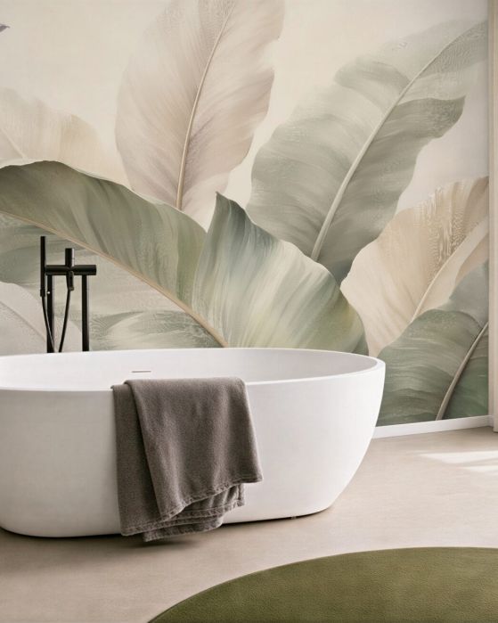 Fototapeten Pastellblätter tropischer Eleganz