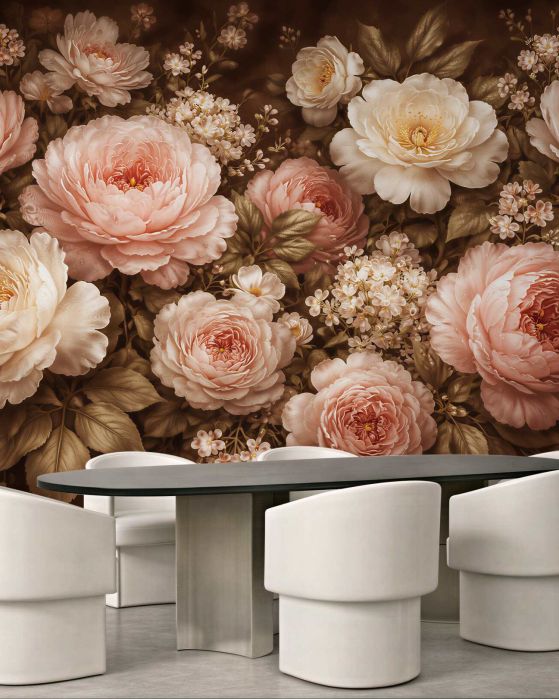 Fototapeten Pudrige Pfingstrosen im eleganten Stil