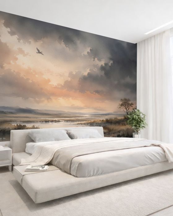 Fototapeten Stimmungsvolle Landschaft im Morgengrauen