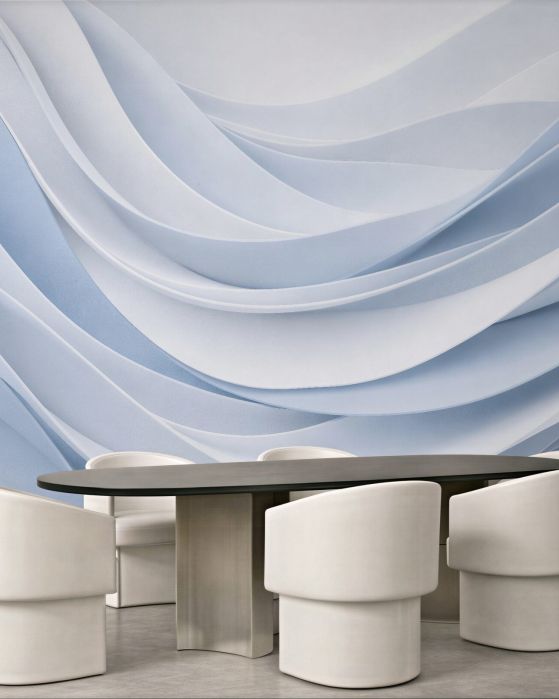 Fototapeten Blaue Wellen der 3D-Abstraktion