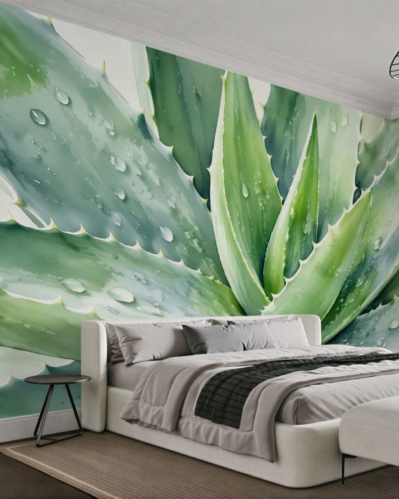 Fototapeten Aquarellfrische mit Aloe