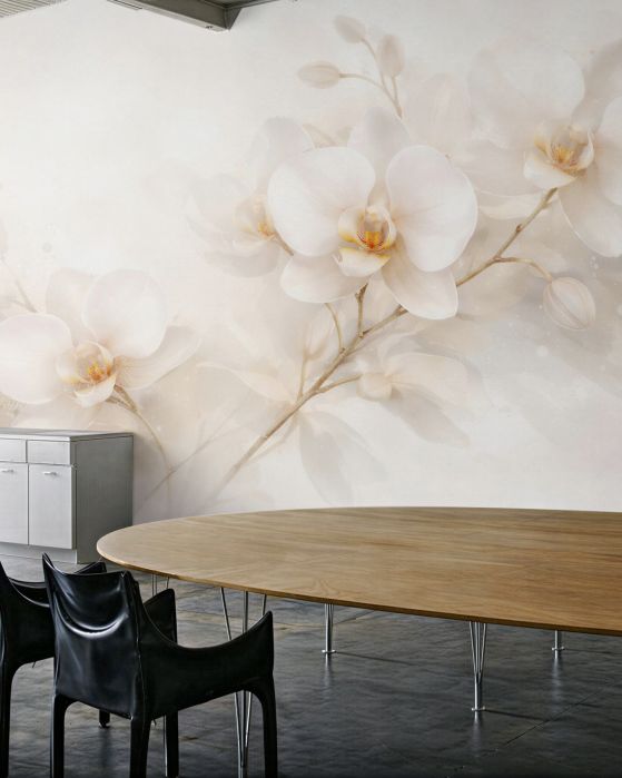 Fototapeten Cremige Orchideen im Glanz