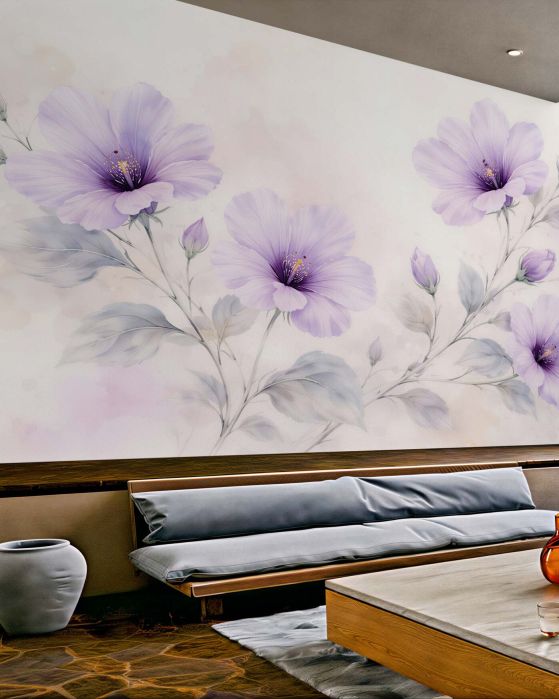 Fototapeten Fliederfarbene Blumen in zarter Harmonie