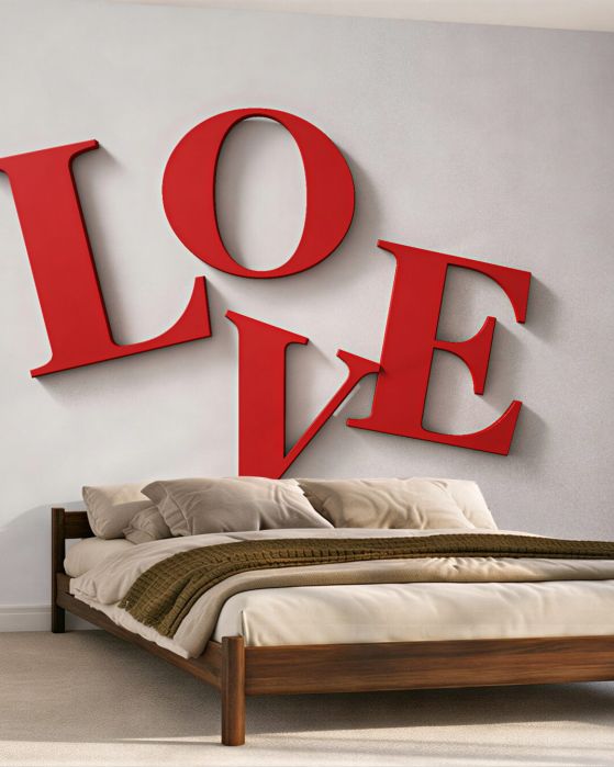 Fototapeten Roter Love-Schriftzug 3D
