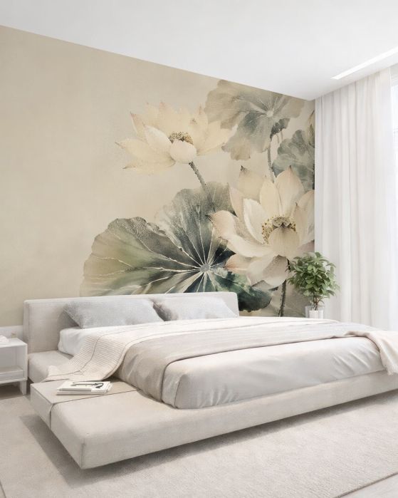 Fototapeten Lotus in beiger Harmonie