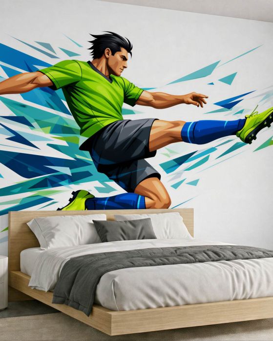 Fototapeten Fußballspieler im dynamischen Schuss