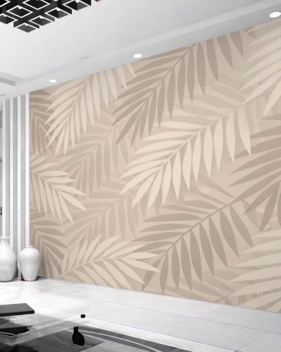Fototapeten Beige Palmblätter