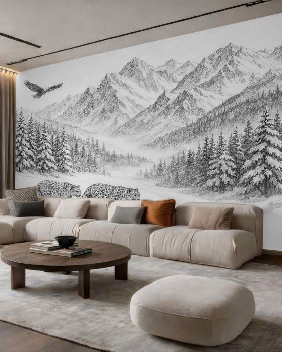 Fototapeten Schneeleoparden in der Stille der Berge