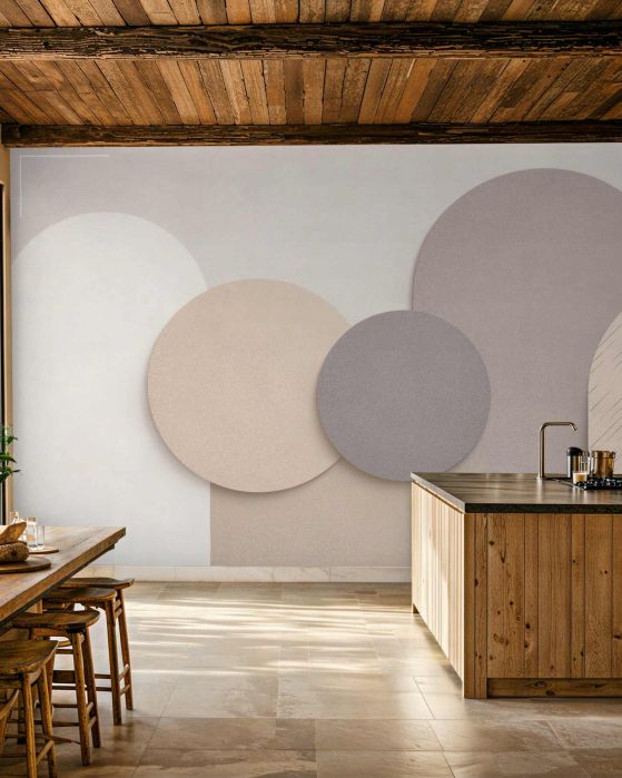 Fototapeten Beige Kreise und Bögen des Minimalismus