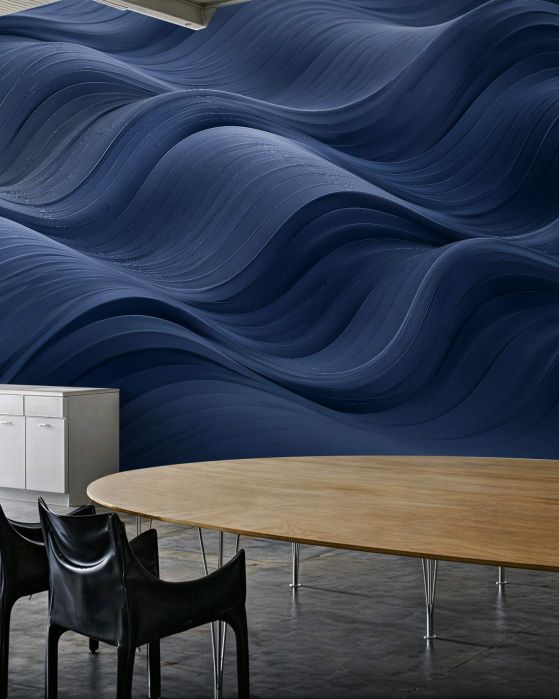 Fototapeten Dunkelblaue Wellen moderner Tiefe