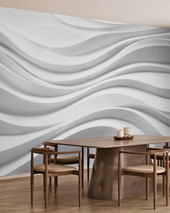 Fototapeten Weiße wellenförmige 3D-Linien