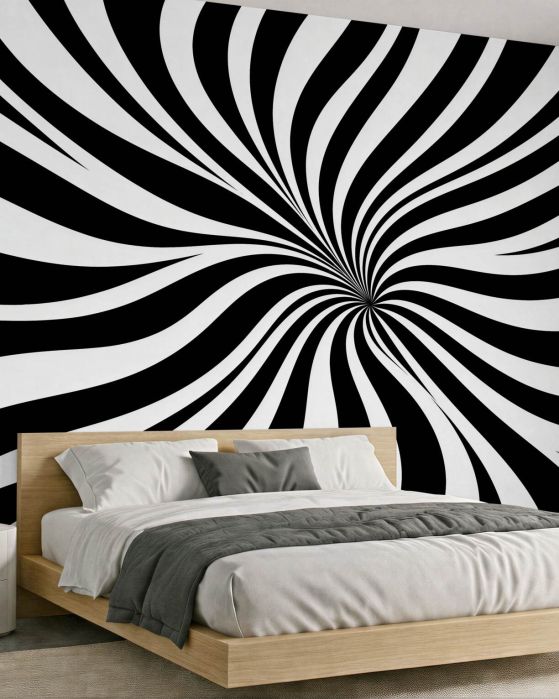 Fototapeten Hypnotischer schwarz-weißer Wirbel