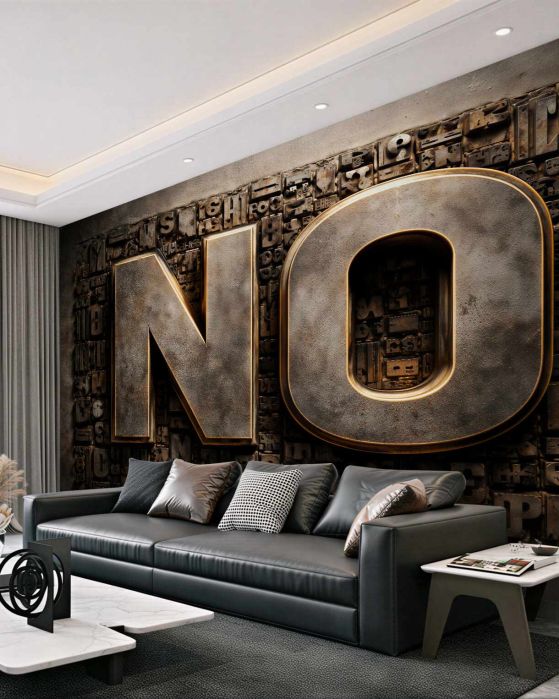 Fototapeten Metallisches typografisches Nein