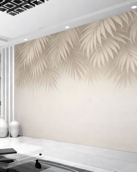 Fototapeten Beige Palmblätter im Schatten