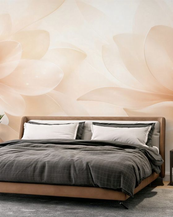 Fototapeten zarte Blumen in Beige