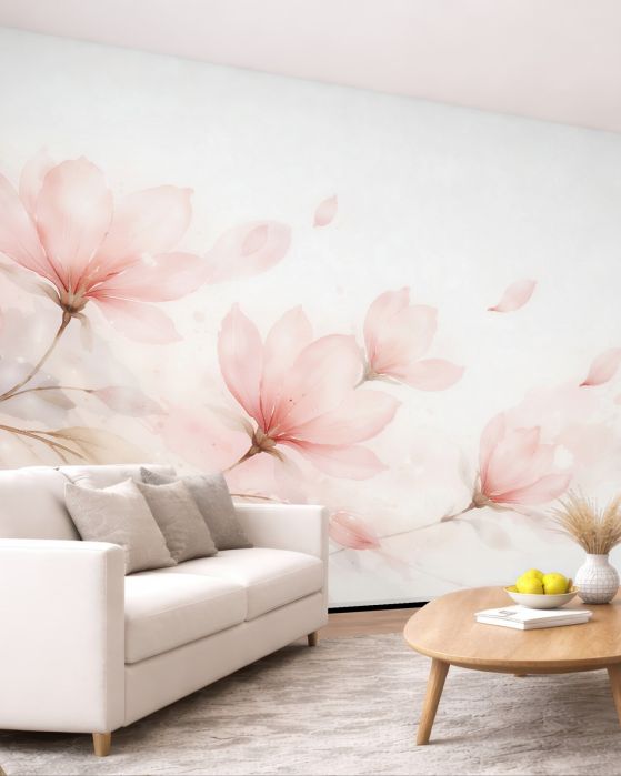 Fototapeten Pudrige Magnolien in Aquarell