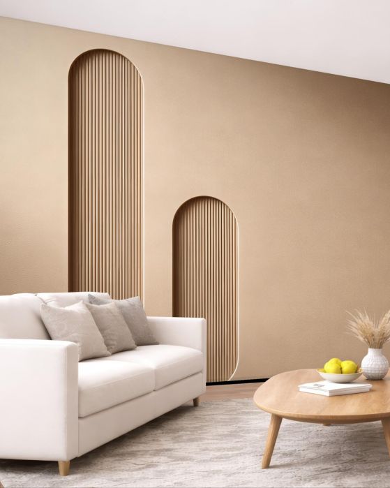Fototapeten Beige geometrische Nischen 3D