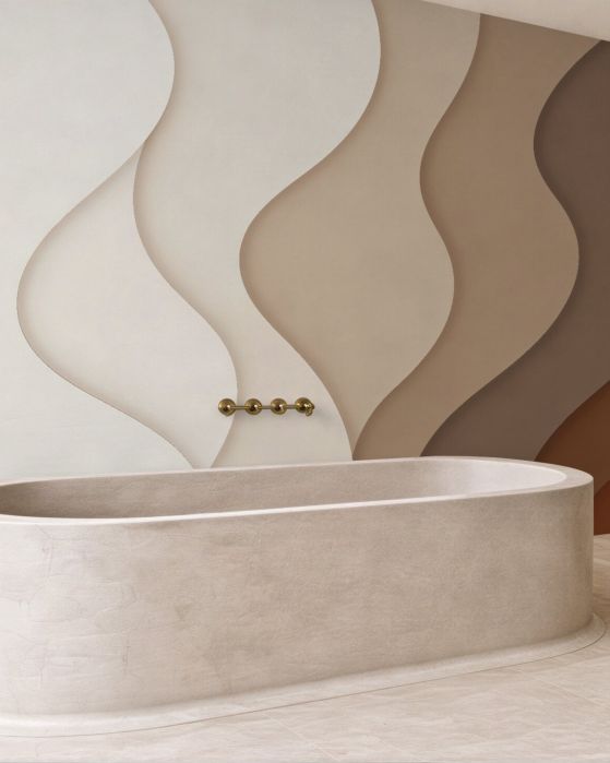 Fototapeten Schichtige Wellen in Beige