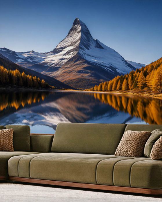 Fototapeten Bergspiegelung im Herbst