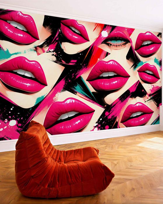 Fototapeten Neonlippen Pop-Art Glamour