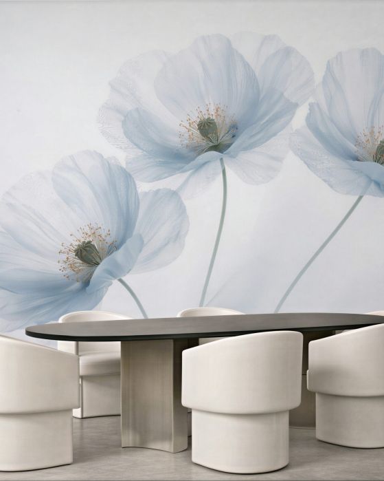 Fototapeten Ätherische blaue Mohnblumen