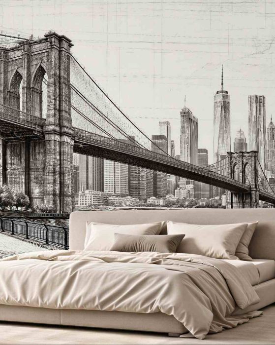 Fototapeten Skizze der Brooklyn Bridge in Manhattan