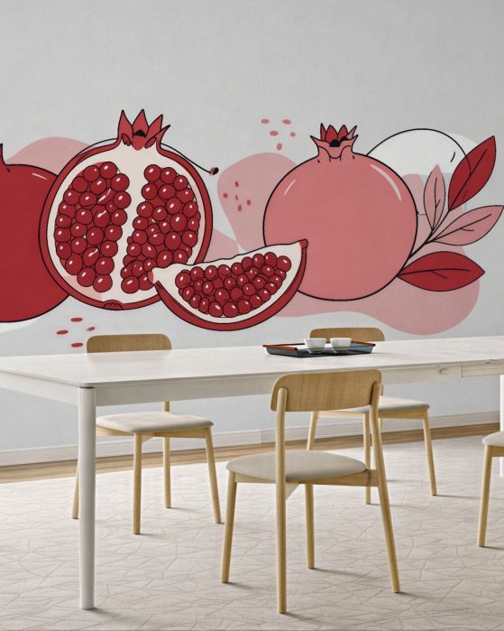 Fototapeten Granatäpfel in moderner Illustration