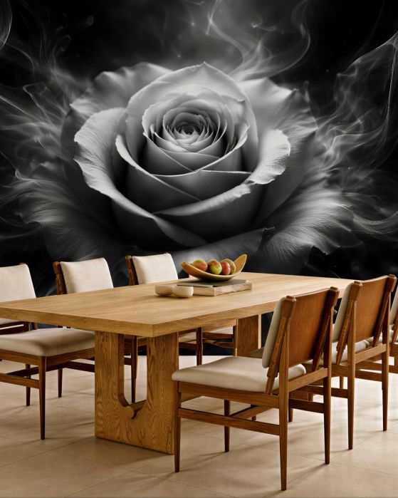 Fototapeten Rauchige Rose in Schwarz