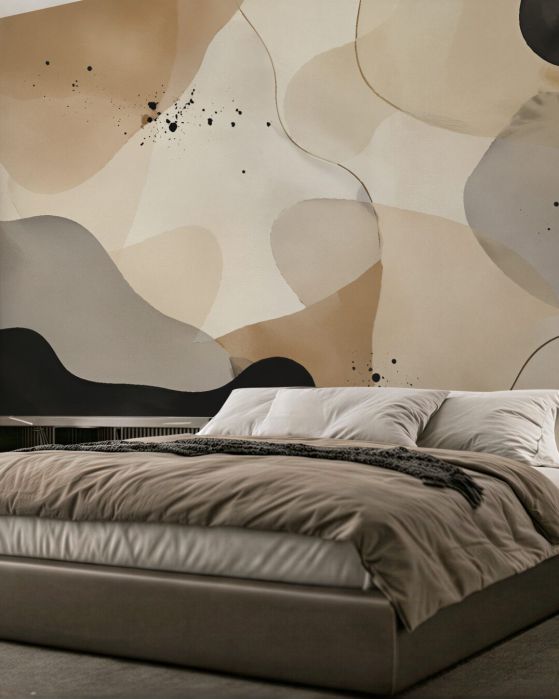 Fototapeten Beige Abstraktion mit Schwarz
