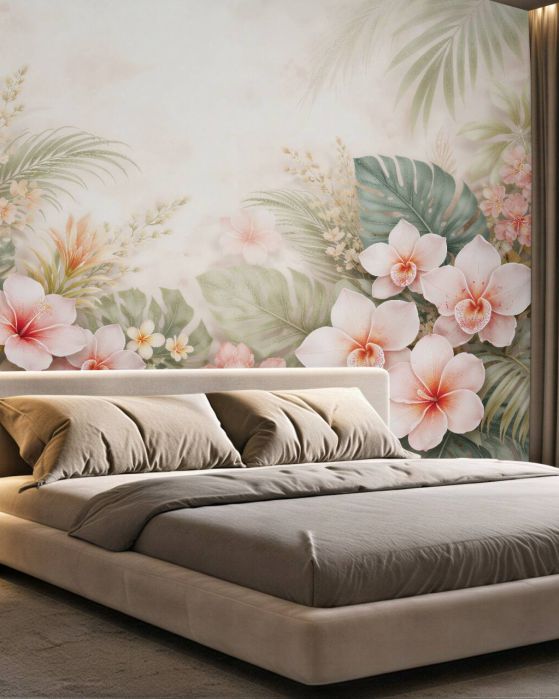 Fototapeten Pastellfarbene Tropen mit Orchideen