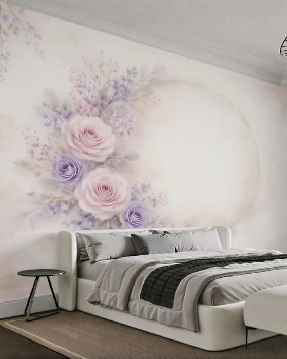 Fototapeten Pastellrosa Rosen im romantischen Kreis