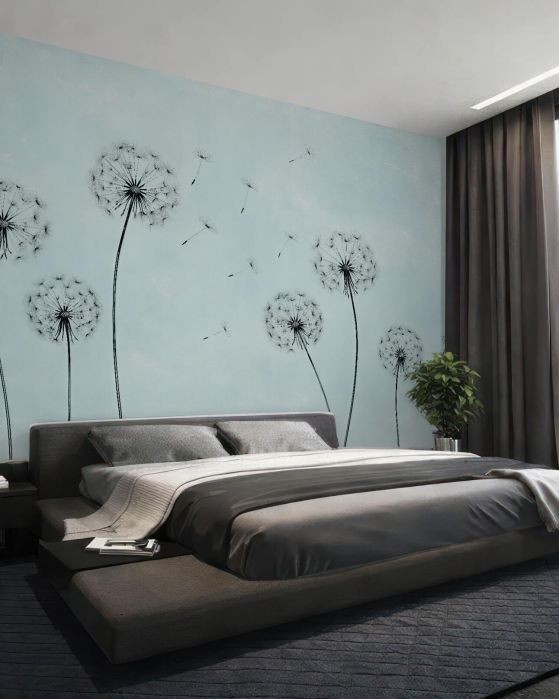 Fototapeten Pusteblumen auf blauem Hintergrund
