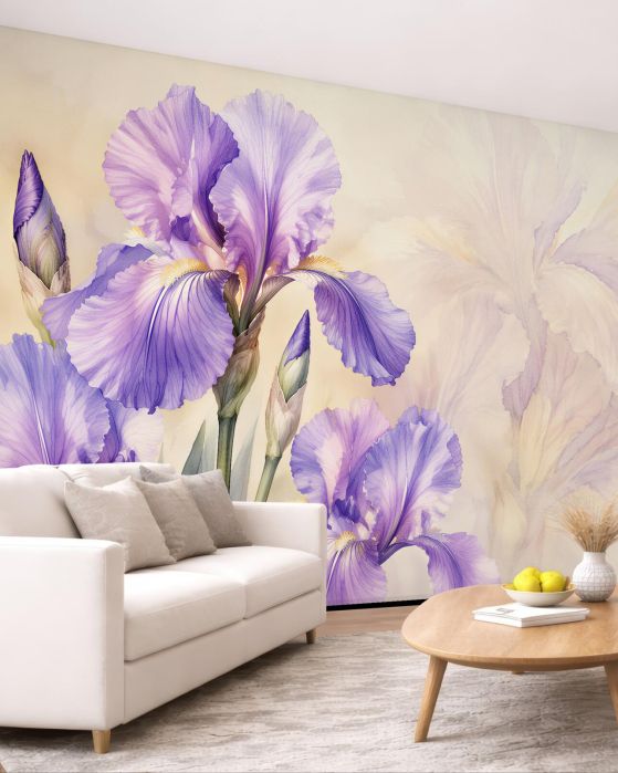 Fototapeten Lavendelfarbene Iris im Glanz