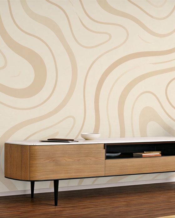 Fototapeten Wellige Abstraktion in cremigem Beige