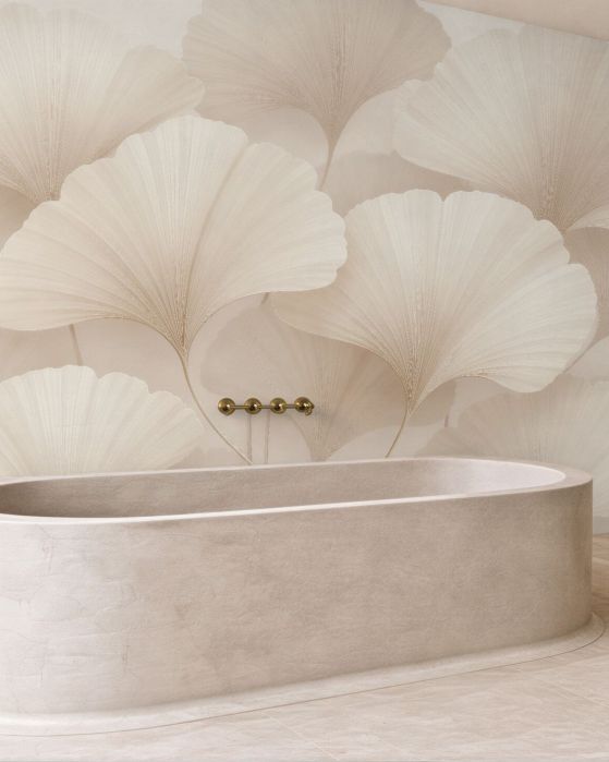 Fototapeten Cremefarbene Ginkgo-Blätter Eleganz