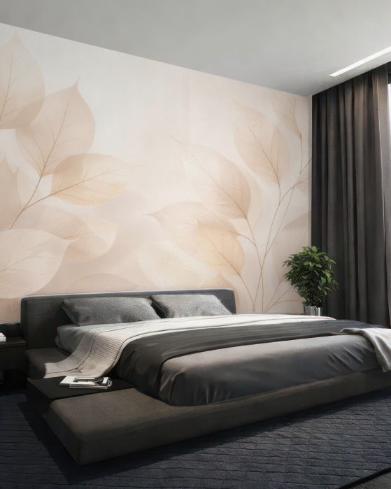 Fototapeten Zarte beige Blätter
