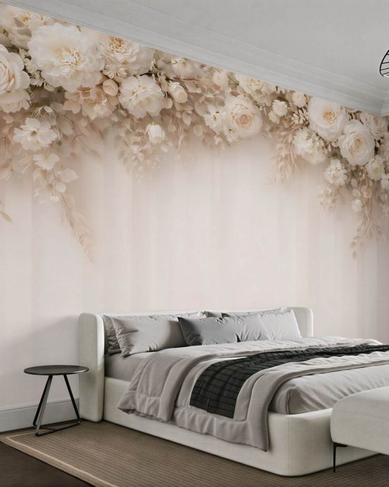 Fototapeten Cremige florale Eleganz